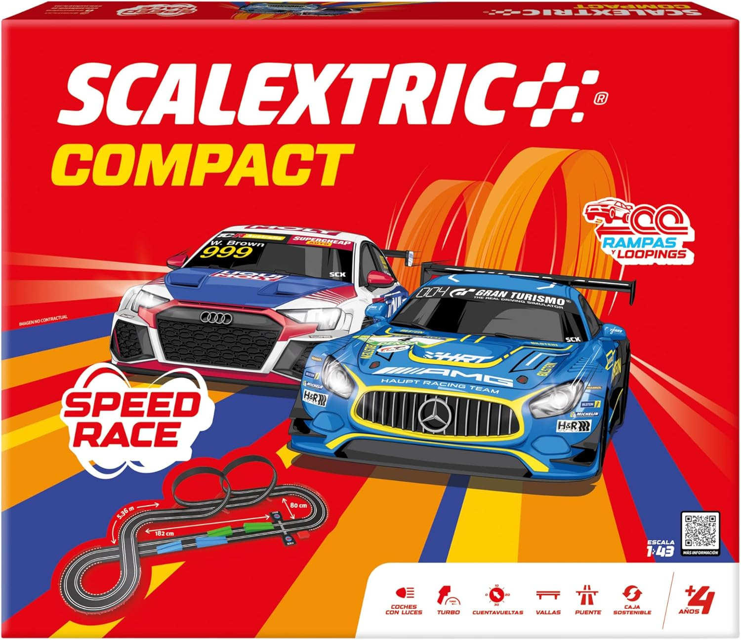 SCALEXTRIC ▫️ Circuito Compacto - Autódromo Completo - 2 Carros Incluídos - Escala 1:43 (Circuito Compacto de Velocidade)