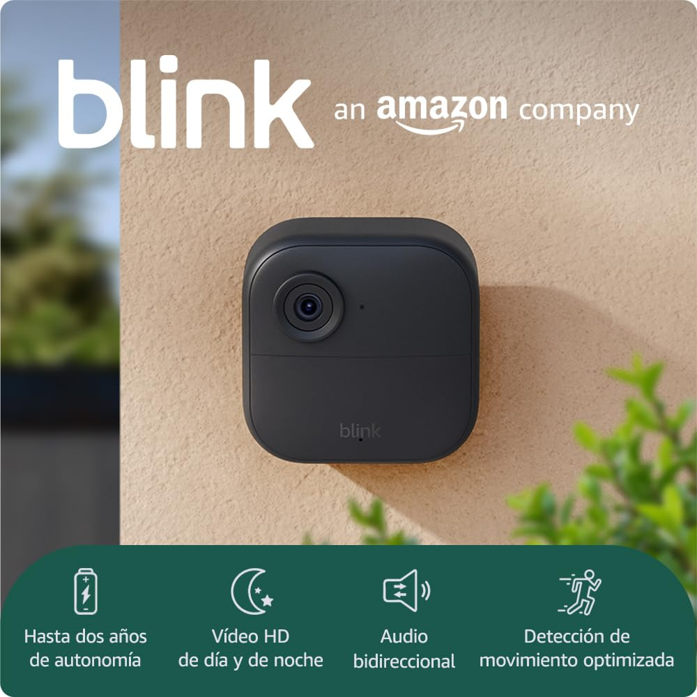 Blink ▫️ Novo Outdoor 4 + Videotimbre (preto): câmara de segurança inteligente HD sem fios, 2 anos de autonomia (sistema de 1 câmara com Sync Module Core incluído)