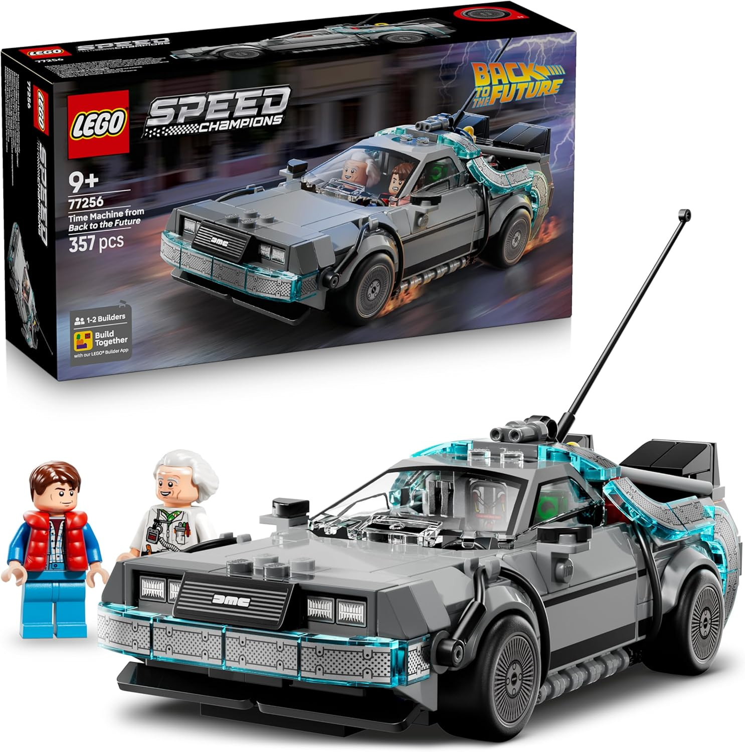 LEGO ▫️ Speed Champions Máquina do Tempo do Regresso ao Futuro - Modelo de Carro de Brinquedo com as Minifiguras Marty McFly e Doc Brown - Prenda para Rapazes e Raparigas com Mais de 9 Anos e Fãs do Filme 77256
