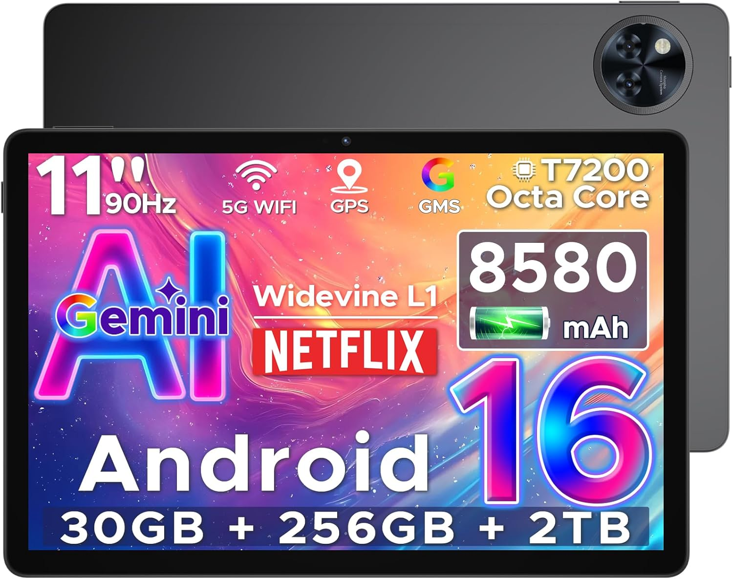 DOOGEE ▫️ U11 Pro Tablet Android 16 Tablet de 11 polegadas, 30GB+256GB/2TB TF Tablet para crianças, 8580mAh Octa Core Gaming Tablets Gemini AI, HD 90Hz, 13MP+5MP, WiFi 5G/Widevine L1/OTG/Face ID/GMS/GPS/3.5mm Jack