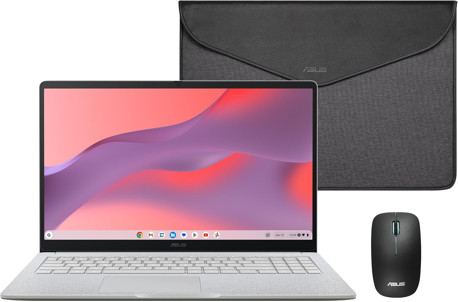 ASUS ▫️ Chromebook CX1505CTA - Portátil Full HD de 15,6" (Intel N50, 4GB RAM, 128GB eMMC, ChromeOS) Capa QWERTY e rato incluídos +3 meses de Google AI Pro com Gemini Pro e 2TB de armazenamento
