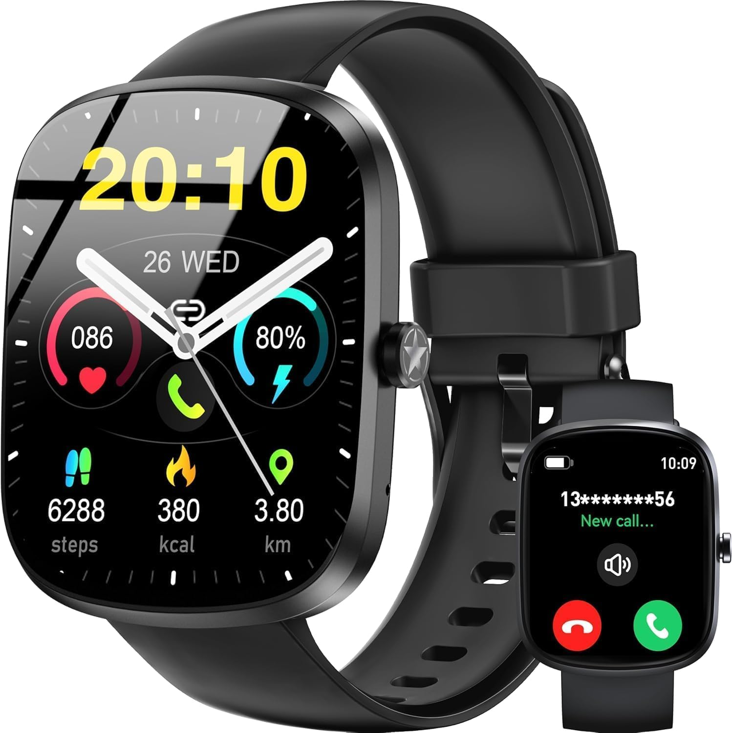 OUKITEL ▫️ Relógio inteligente para homem, relógio inteligente de fitness para homem com mais de 140 modos desportivos, relógio inteligente HD de 1,91" com chamadas, monitor de ritmo cardíaco/monitor de sono/podómetro, IP68 à prova de água para Android/iOS