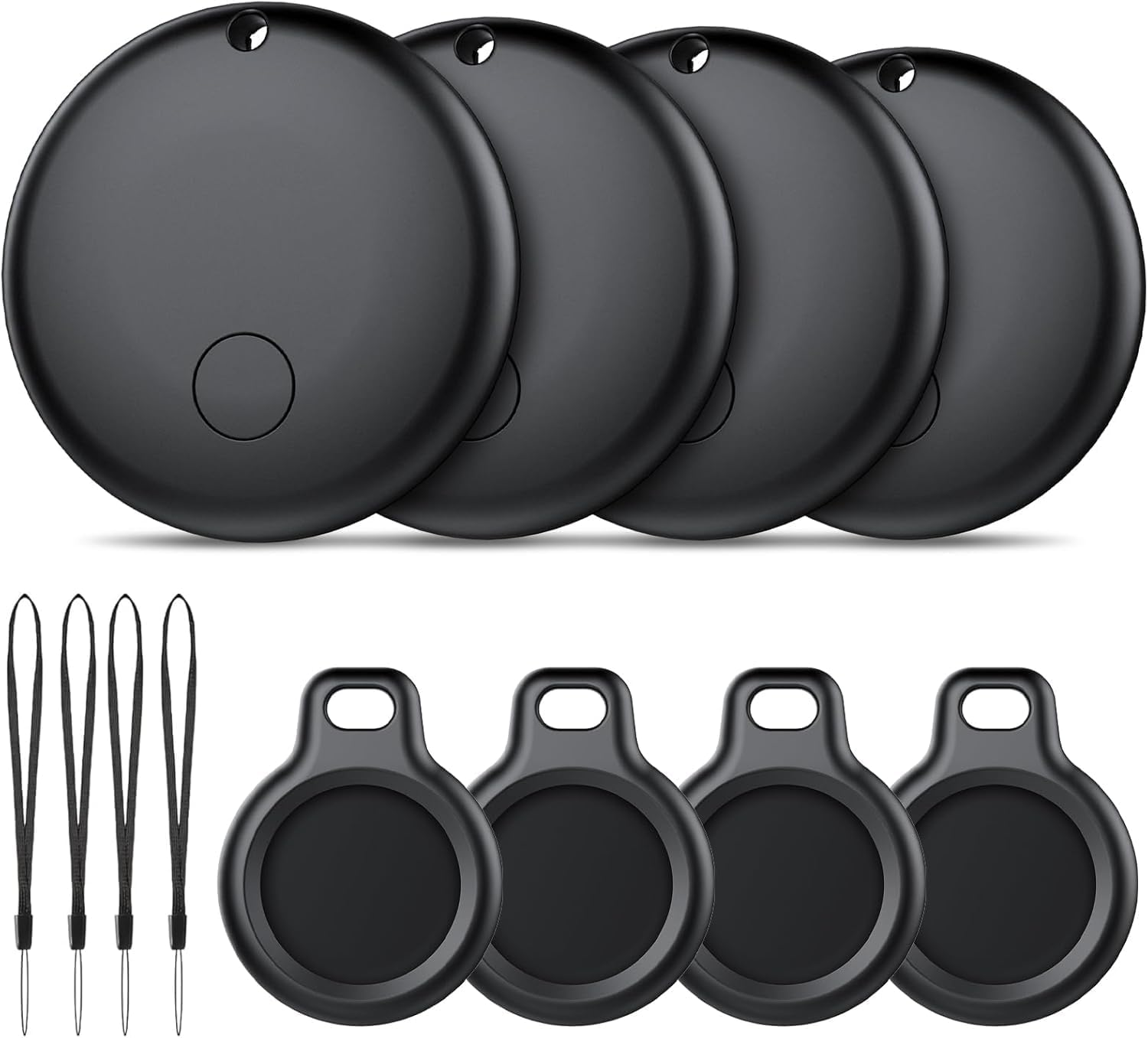 Ajblg ▫️ Etiqueta inteligente para Android, localizador compatível com a aplicação Google Find Hub (apenas Android), localizador Bluetooth, localizador para chaves, carteira, bagagem, à prova de água IP68, 4 preto